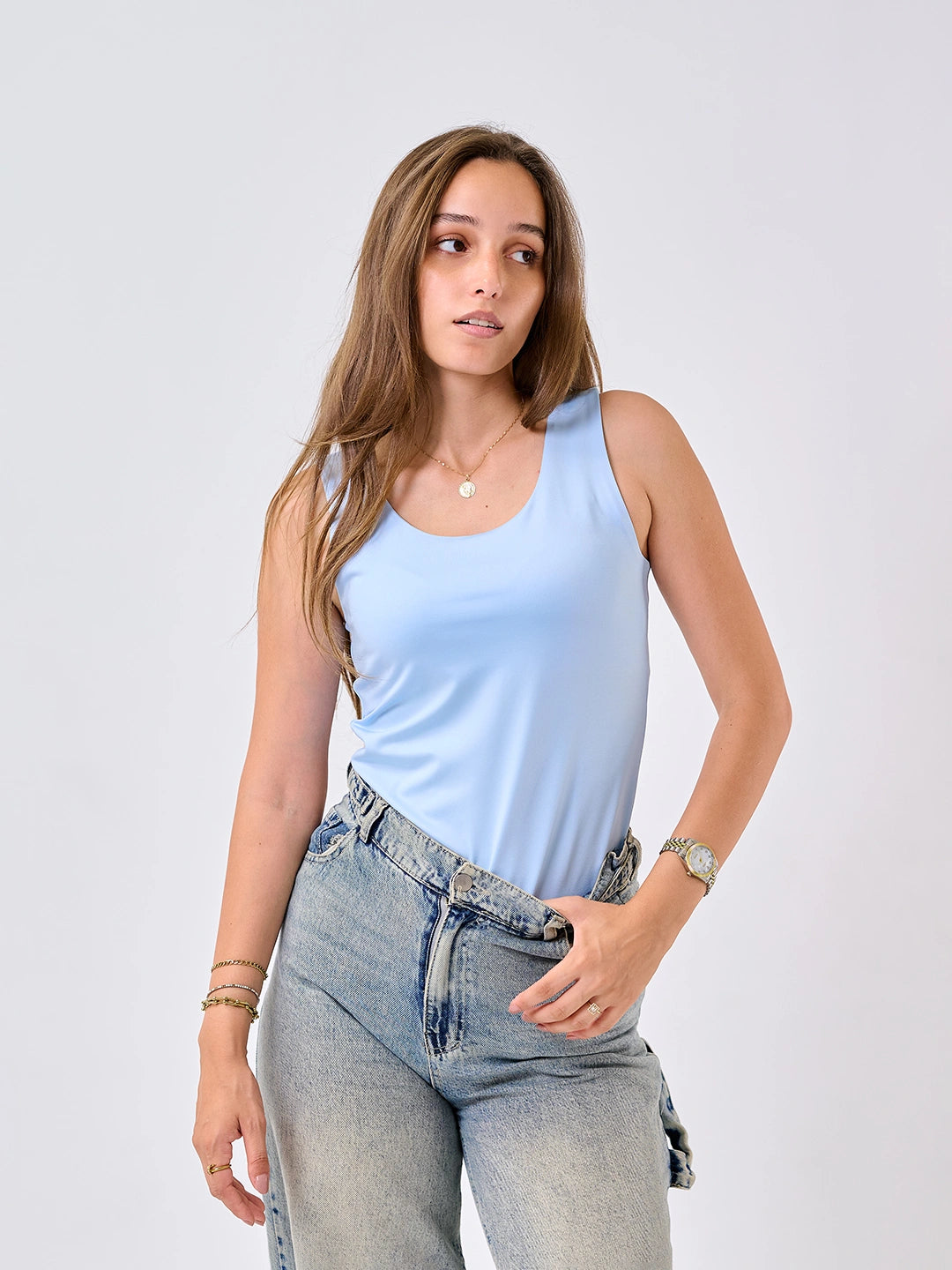Basic Tank Top-Baby blue