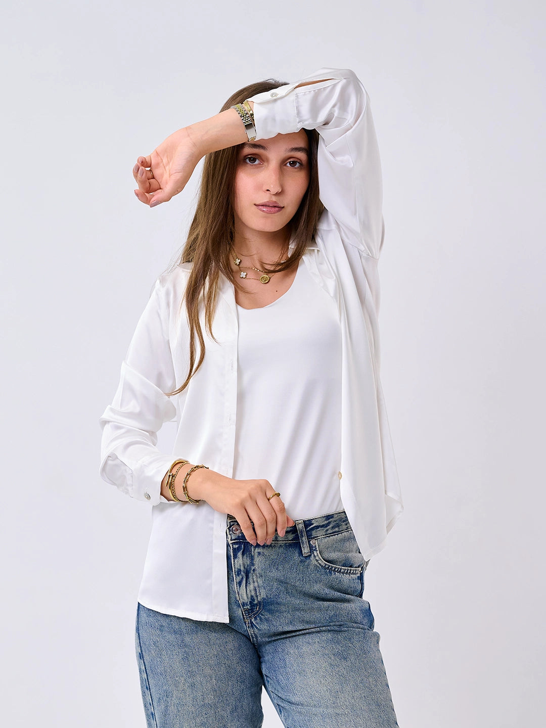 Satin Shirt-White