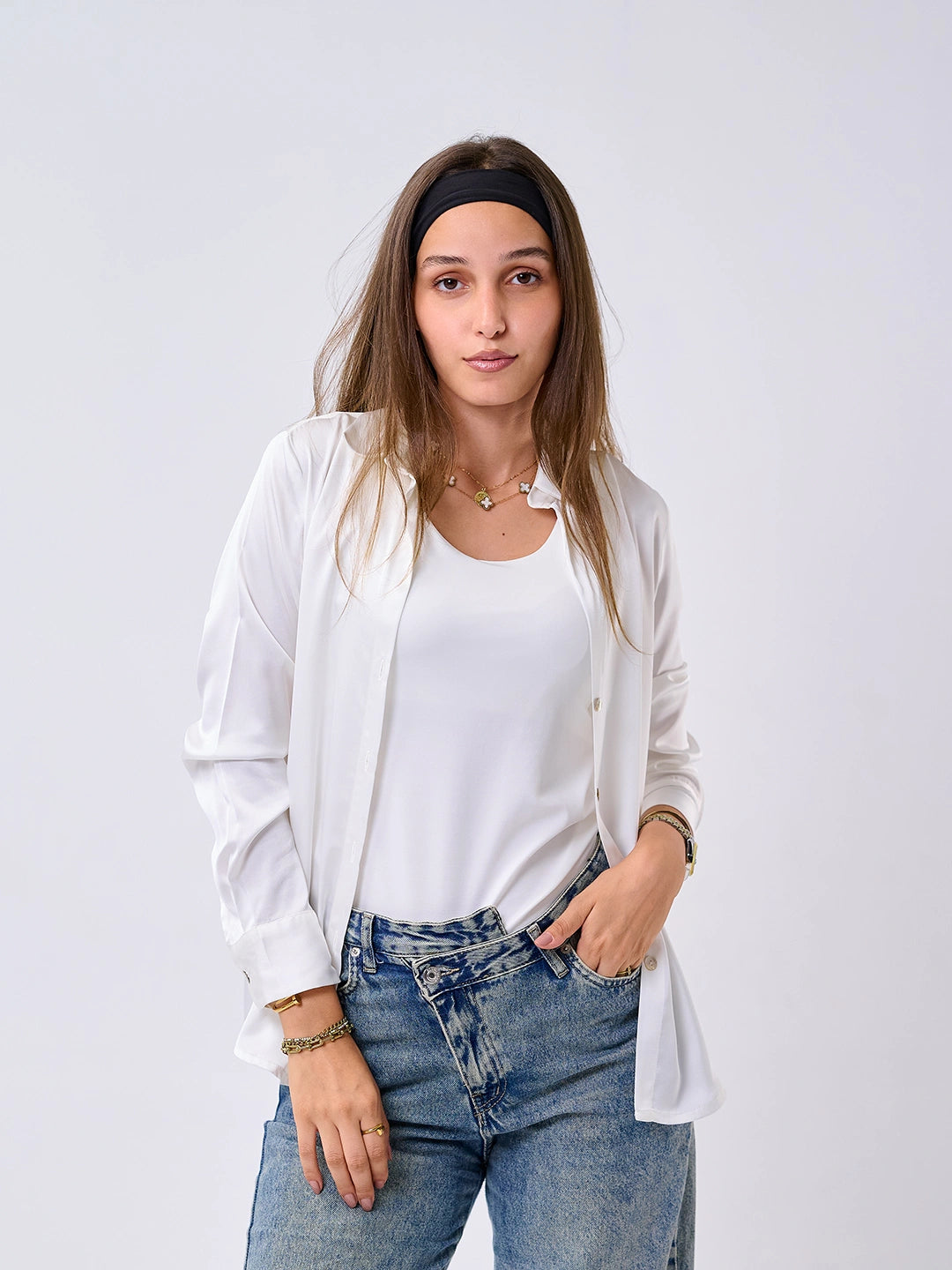 Satin Shirt-White