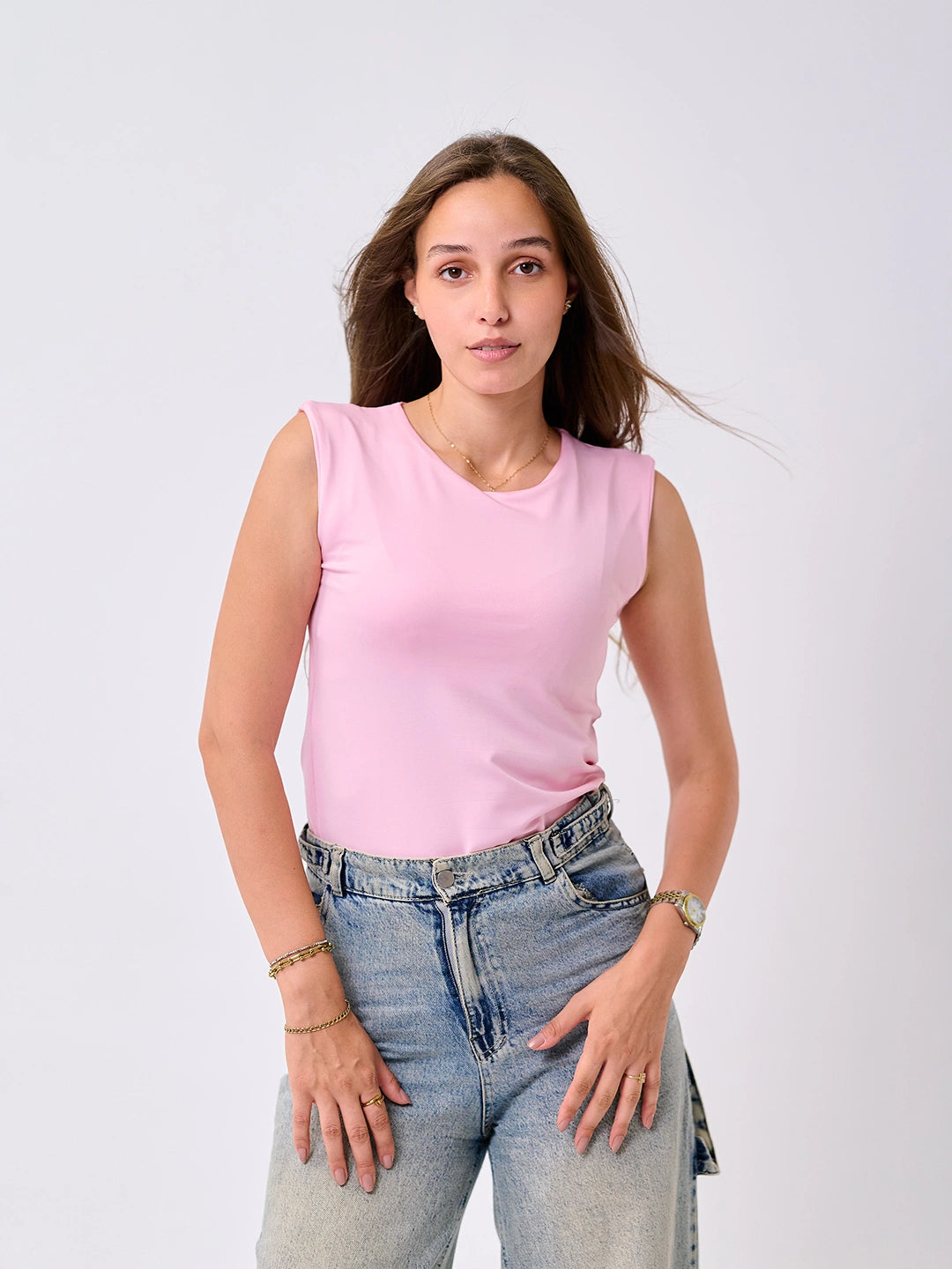 Basic Cap Sleeve Top-Pink