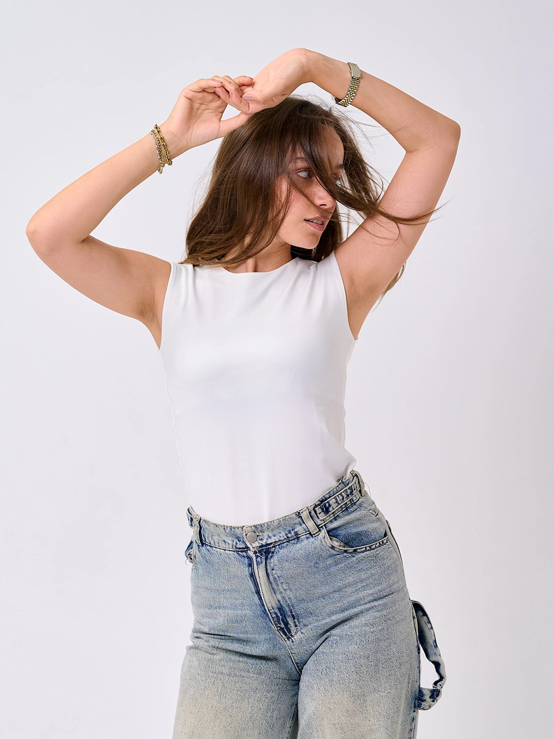Basic Cap Sleeve Top-White
