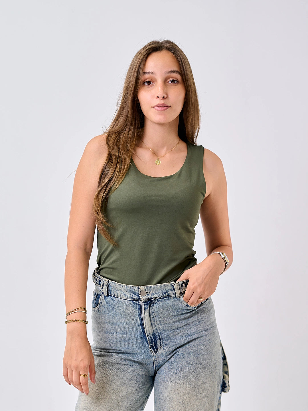 Basic Tank Top-Olive