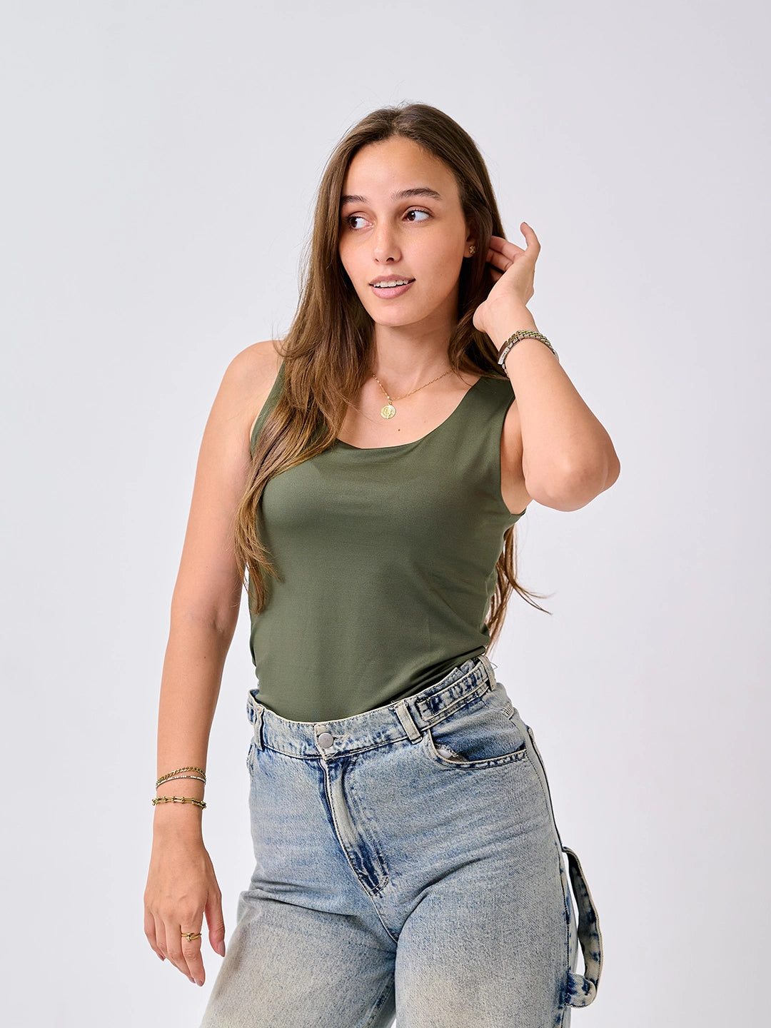 Basic Tank Top-Olive